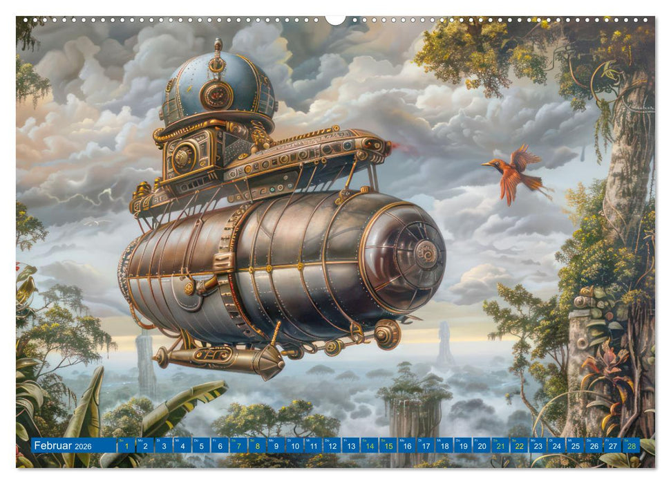 Steampunk Luftschiffe mit einer surrealen Note (CALVENDO Wandkalender 2026)