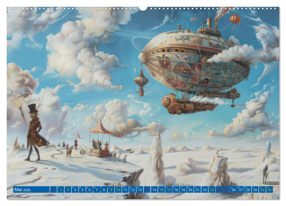 Steampunk Luftschiffe mit einer surrealen Note (CALVENDO Wandkalender 2026)