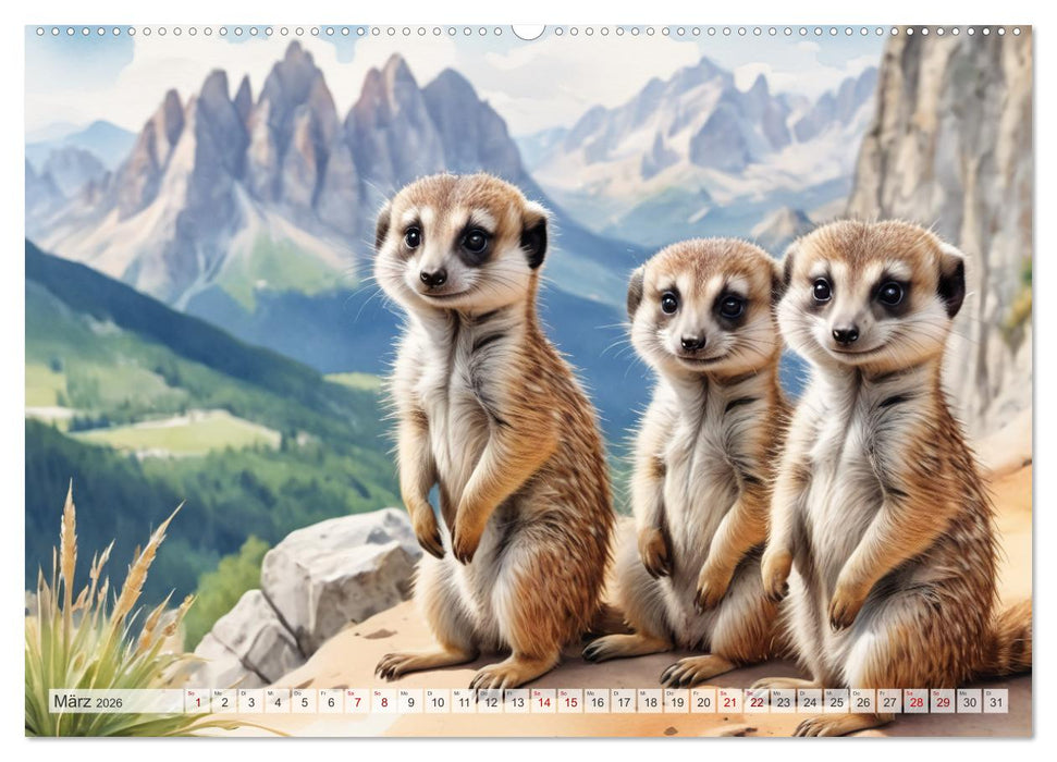 Erdmännchen in Italien (CALVENDO Wandkalender 2026)