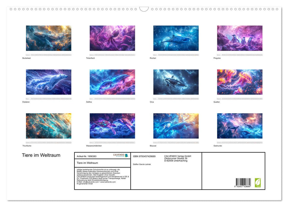 Tiere im Weltraum (CALVENDO Wandkalender 2026)