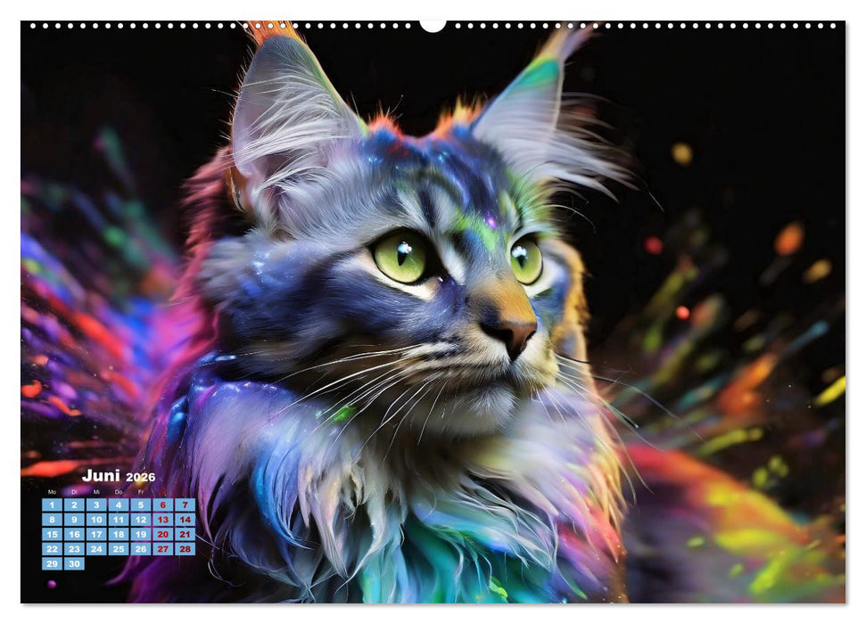 Splash - Katzen im Farbrausch (CALVENDO Premium Wandkalender 2026)
