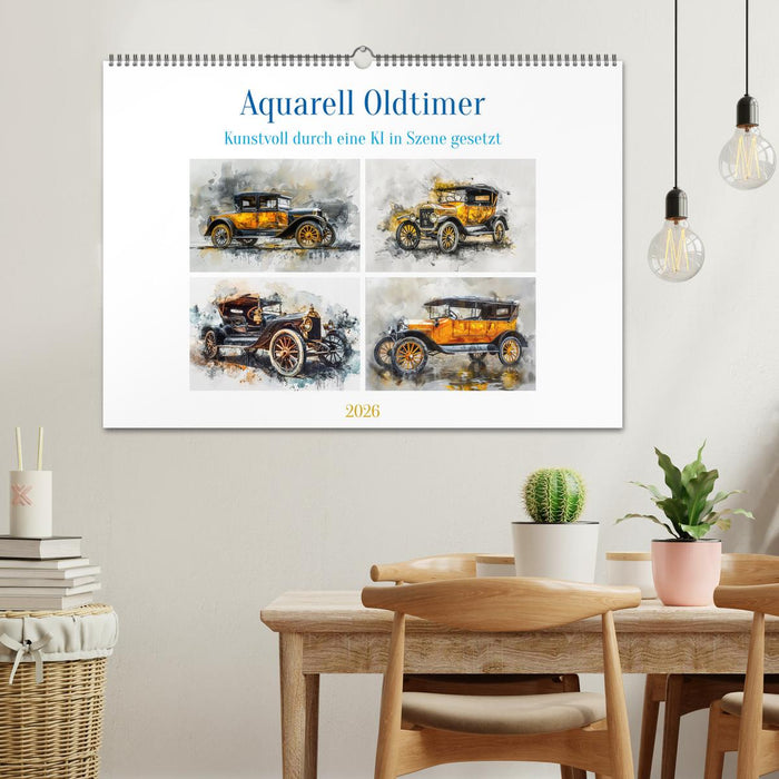 Aquarell Oldtimer (CALVENDO Wandkalender 2026)