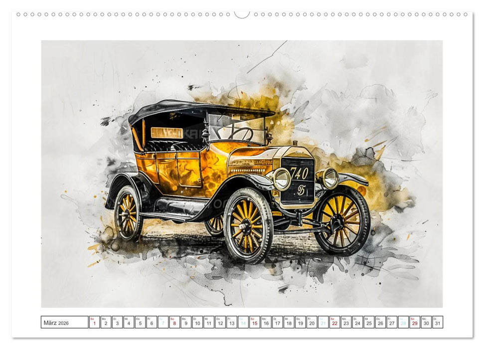Aquarell Oldtimer (CALVENDO Wandkalender 2026)