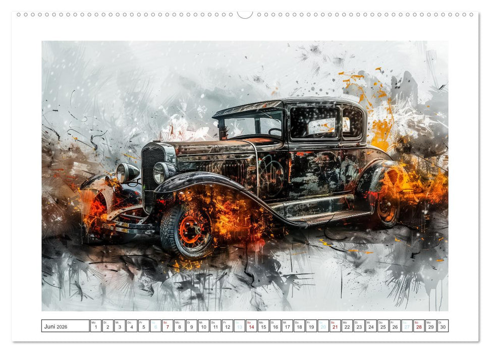 Aquarell Oldtimer (CALVENDO Wandkalender 2026)