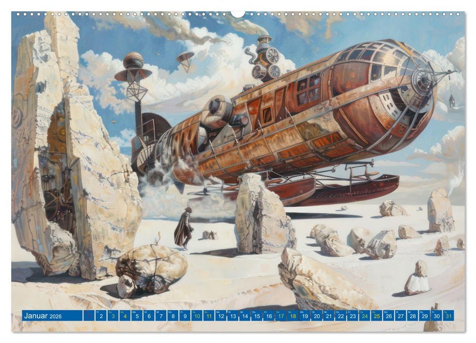 Steampunk Luftschiffe mit einer surrealen Note (CALVENDO Premium Wandkalender 2026)