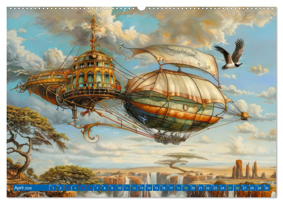 Steampunk Luftschiffe mit einer surrealen Note (CALVENDO Premium Wandkalender 2026)