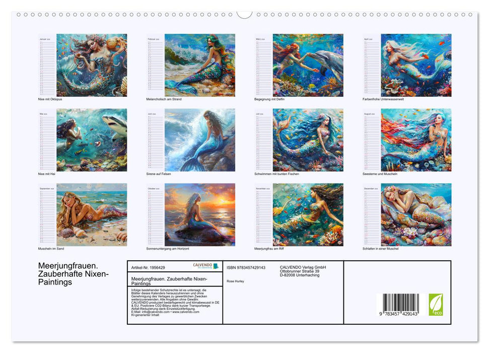 Meerjungfrauen. Zauberhafte Nixen-Paintings (CALVENDO Premium Wandkalender 2026)