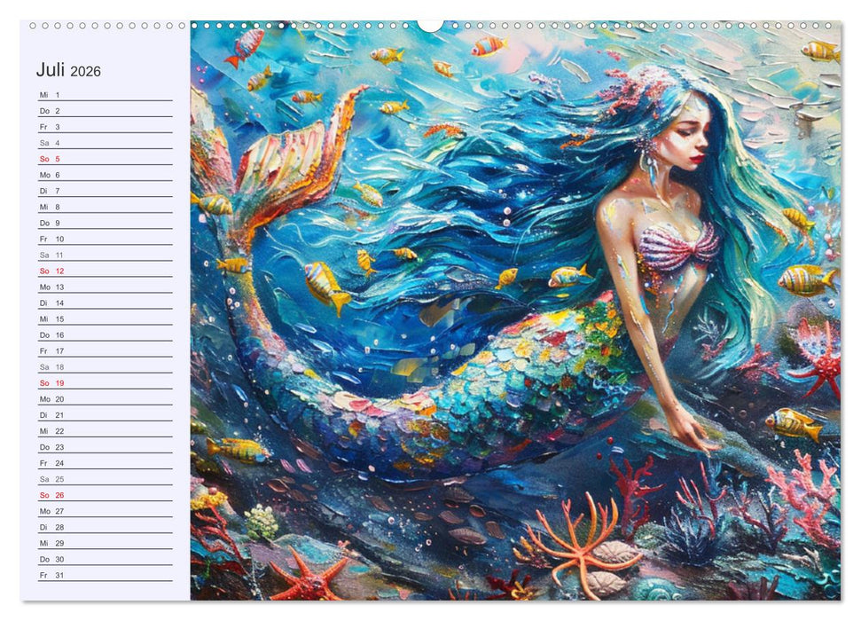 Meerjungfrauen. Zauberhafte Nixen-Paintings (CALVENDO Premium Wandkalender 2026)