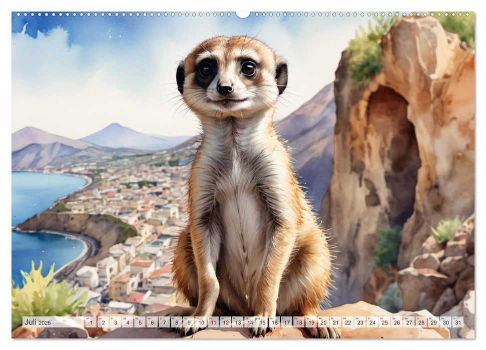 Erdmännchen in Italien (CALVENDO Premium Wandkalender 2026)