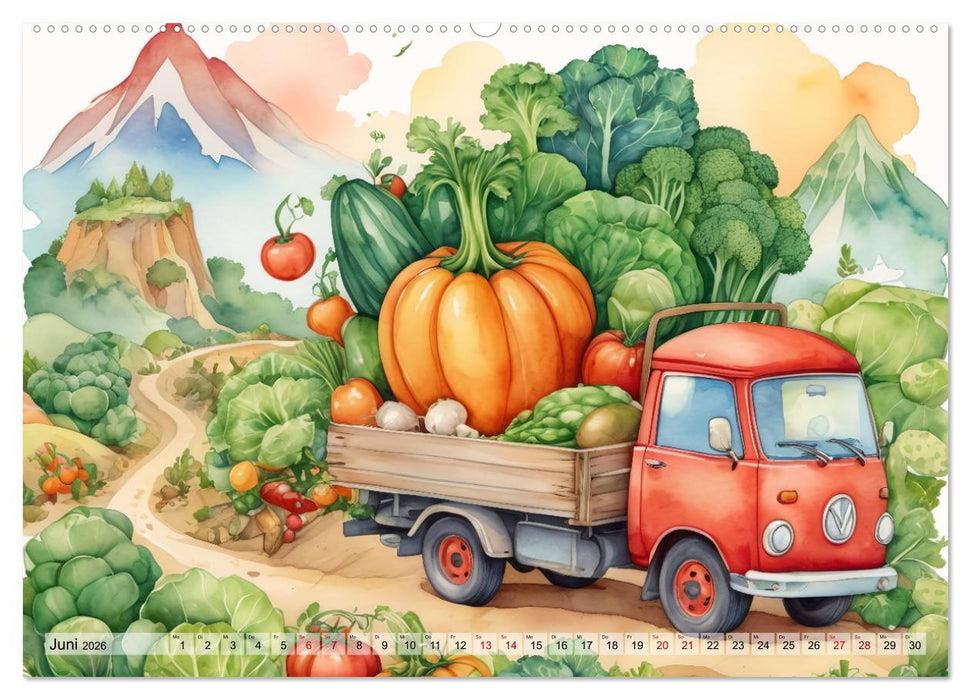Gemüsiges - Reise ins Land des Gemüses (CALVENDO Premium Wandkalender 2026)