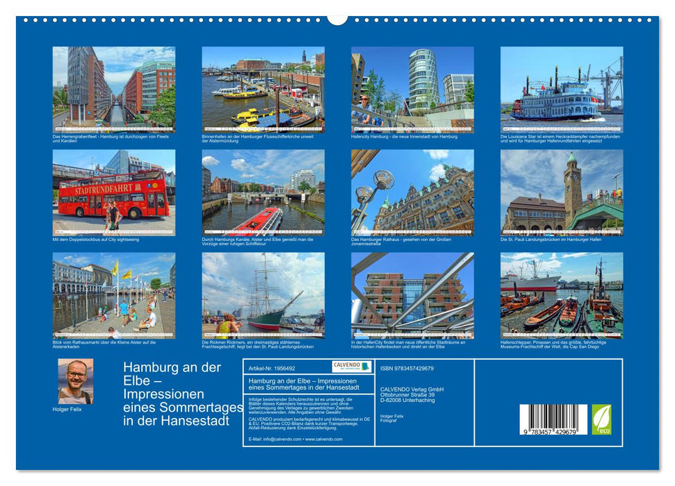Hamburg an der Elbe – Impressionen eines Sommertages in der Hansestadt (CALVENDO Premium Wandkalender 2026)