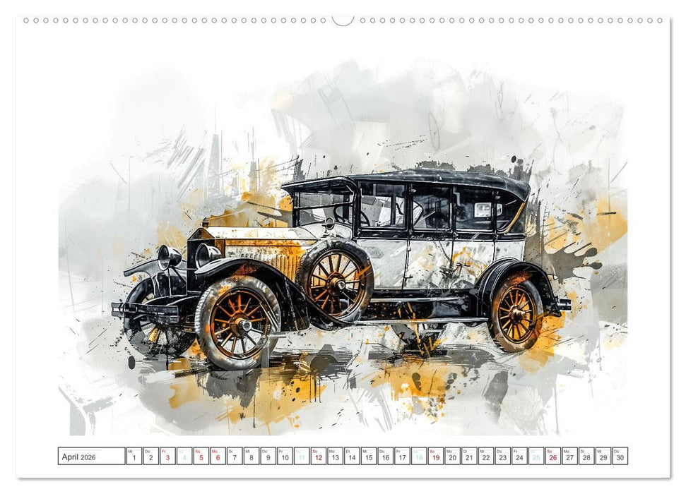 Aquarell Oldtimer (CALVENDO Premium Wandkalender 2026)