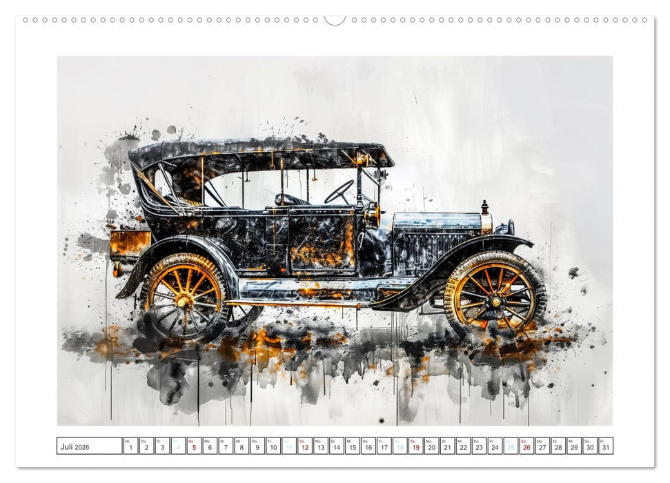 Aquarell Oldtimer (CALVENDO Premium Wandkalender 2026)