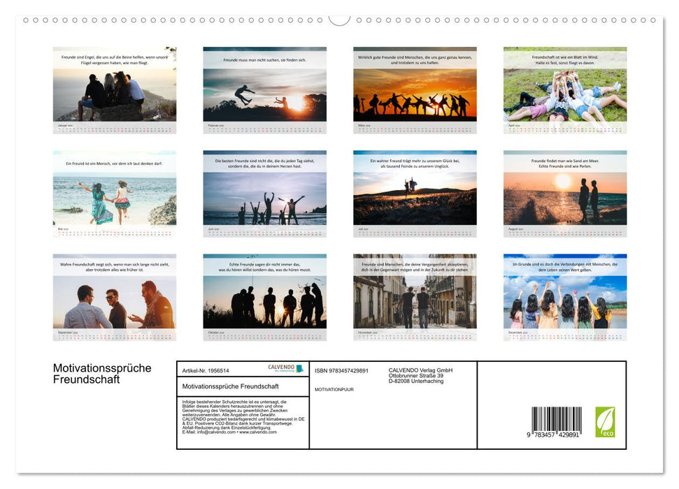 Motivationssprüche Freundschaft (CALVENDO Premium Wandkalender 2026)