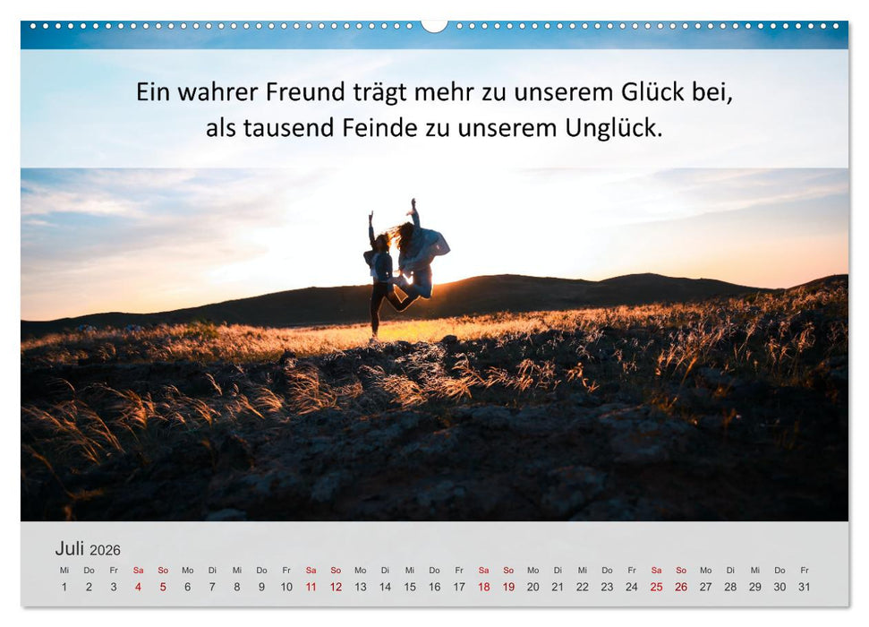 Motivationssprüche Freundschaft (CALVENDO Premium Wandkalender 2026)
