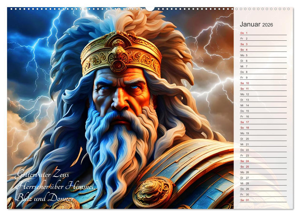 Die Unsterblichen - Griechische KI-Göttinnen und KI-Götter (CALVENDO Premium Wandkalender 2026)