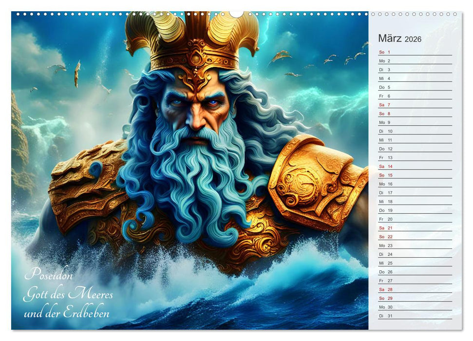 Die Unsterblichen - Griechische KI-Göttinnen und KI-Götter (CALVENDO Premium Wandkalender 2026)