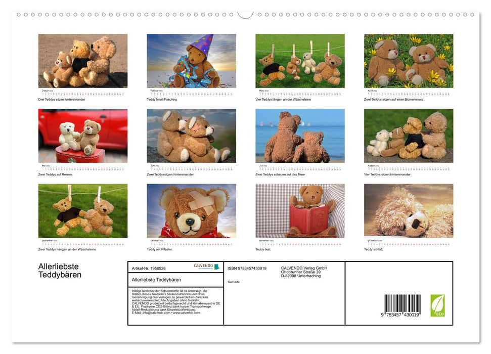 Allerliebste Teddybären (CALVENDO Premium Wandkalender 2026)
