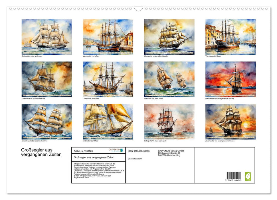Großsegler aus vergangenen Zeiten (CALVENDO Wandkalender 2026)