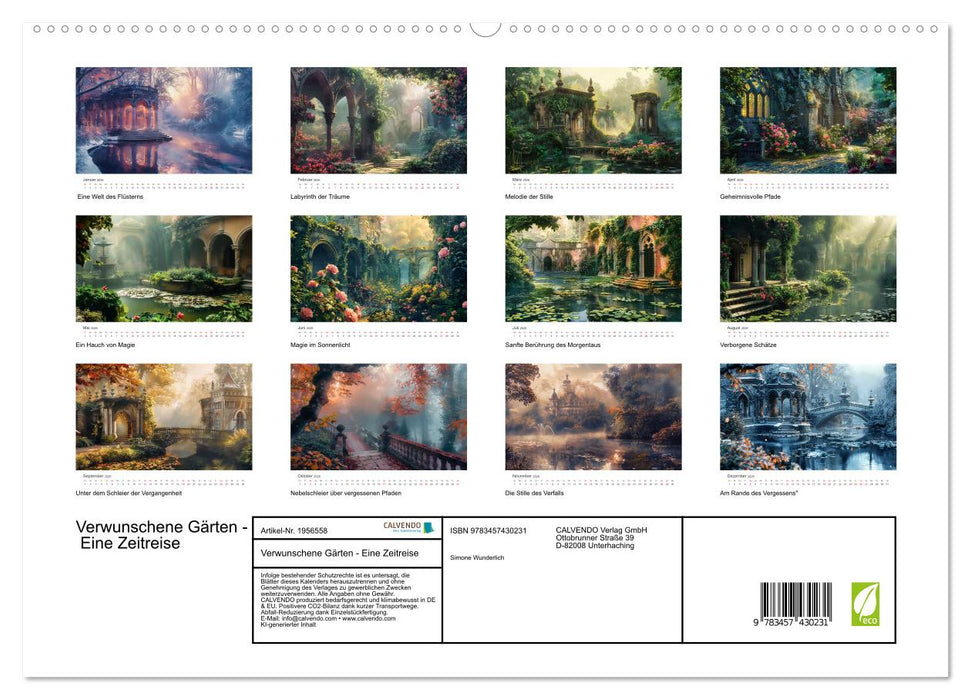 Verwunschene Gärten - Eine Zeitreise (CALVENDO Premium Wandkalender 2026)