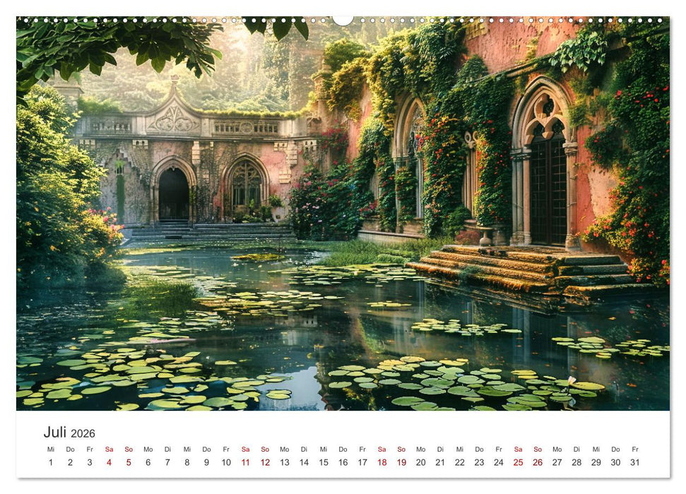 Verwunschene Gärten - Eine Zeitreise (CALVENDO Premium Wandkalender 2026)