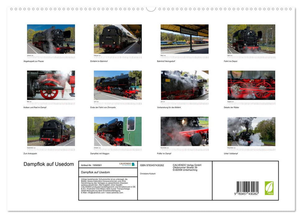 Dampflok auf Usedom (CALVENDO Premium Wandkalender 2026)