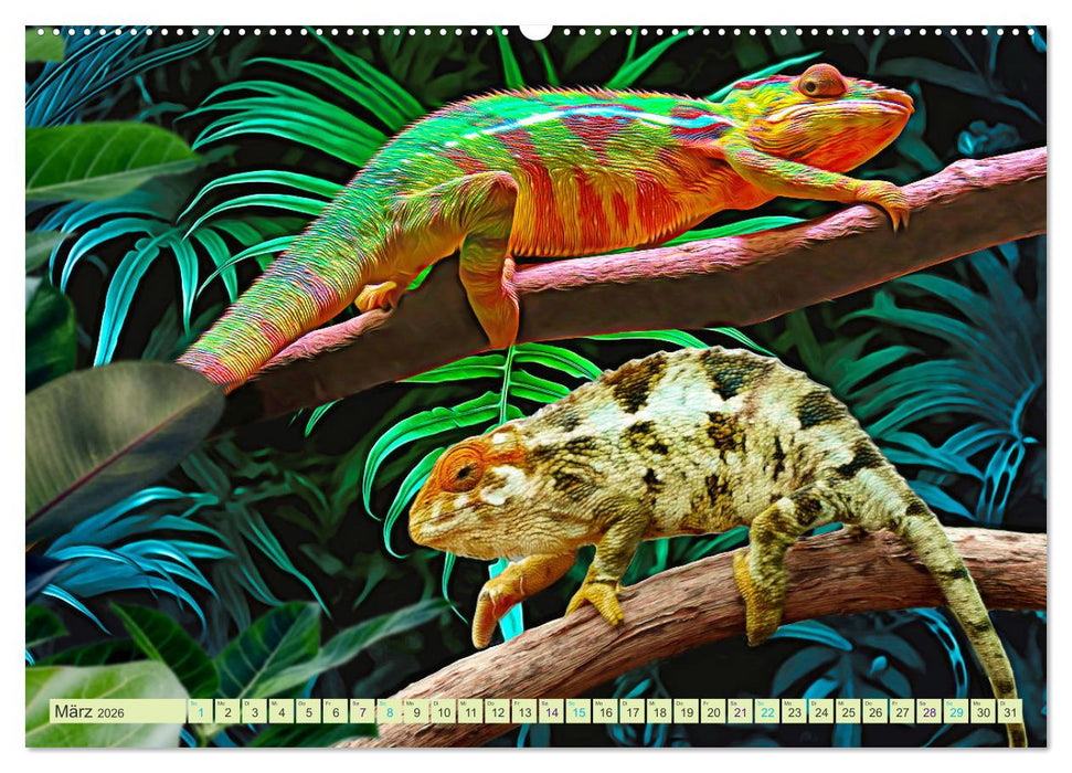 Dschungelwelt - Artwork (CALVENDO Premium Wandkalender 2026)