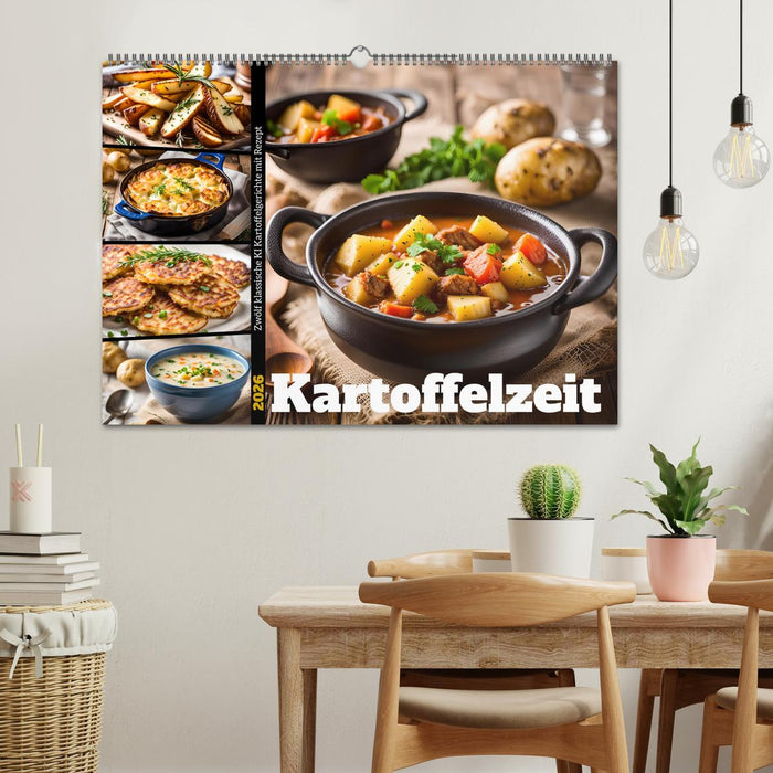 Kartoffelzeit - Zwölf klassische KI Kartoffelgerichte mit Rezept (CALVENDO Wandkalender 2026)
