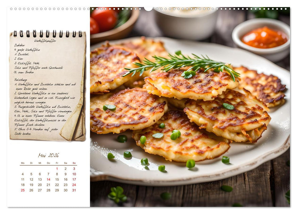 Kartoffelzeit - Zwölf klassische KI Kartoffelgerichte mit Rezept (CALVENDO Wandkalender 2026)