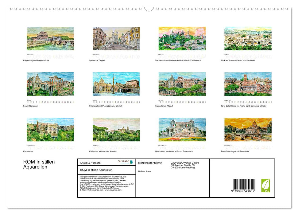 ROM In stillen Aquarellen (CALVENDO Premium Wandkalender 2026)