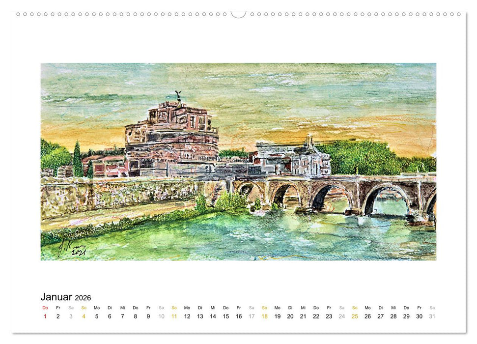 ROM In stillen Aquarellen (CALVENDO Premium Wandkalender 2026)