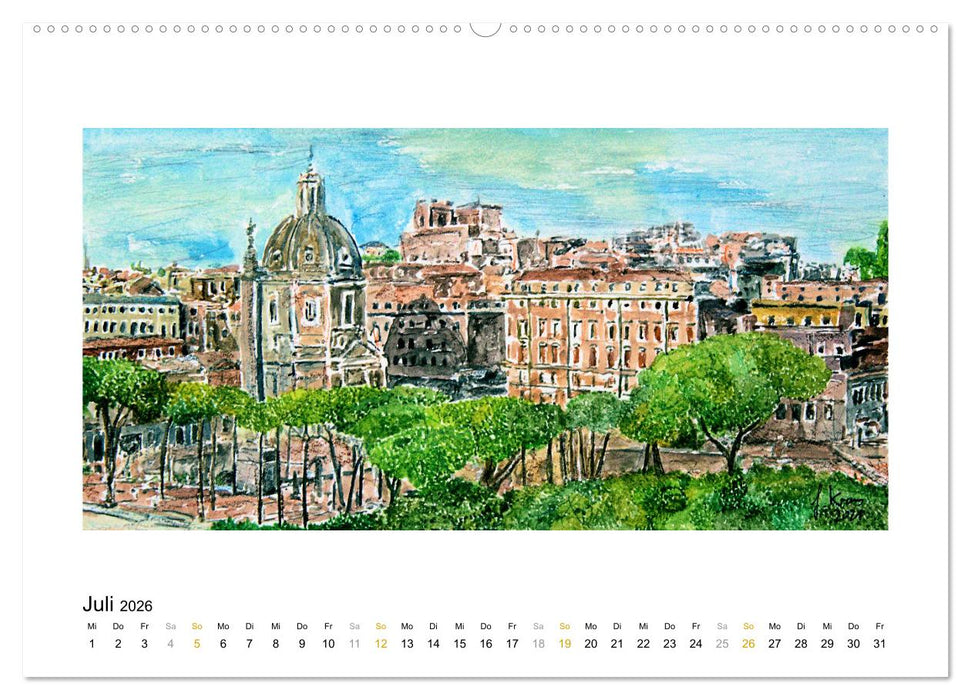 ROM In stillen Aquarellen (CALVENDO Premium Wandkalender 2026)