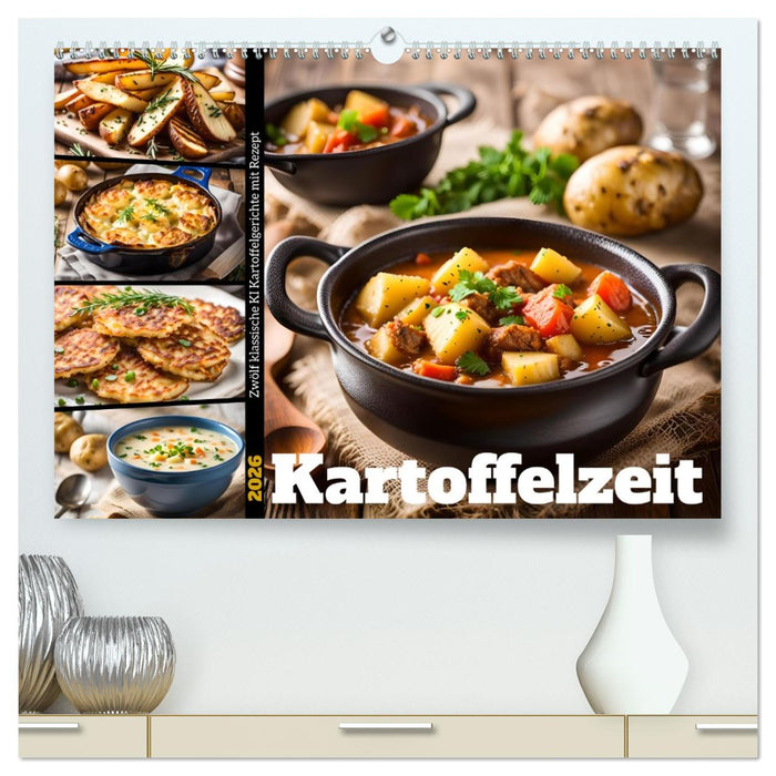 Kartoffelzeit - Zwölf klassische KI Kartoffelgerichte mit Rezept (CALVENDO Premium Wandkalender 2026)