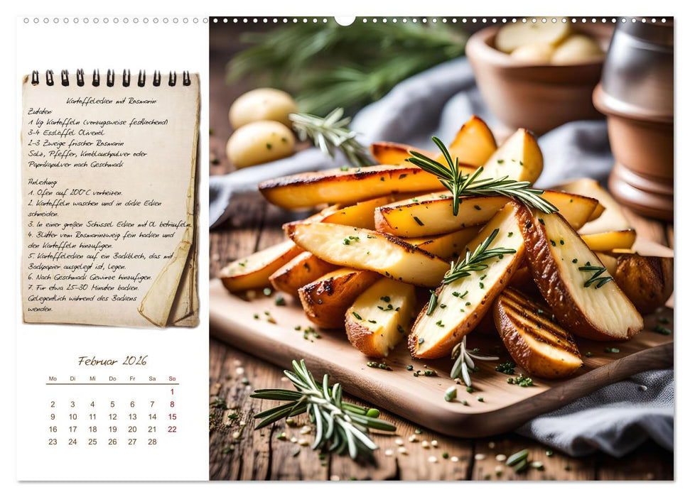 Kartoffelzeit - Zwölf klassische KI Kartoffelgerichte mit Rezept (CALVENDO Premium Wandkalender 2026)