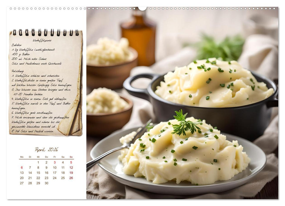 Kartoffelzeit - Zwölf klassische KI Kartoffelgerichte mit Rezept (CALVENDO Premium Wandkalender 2026)