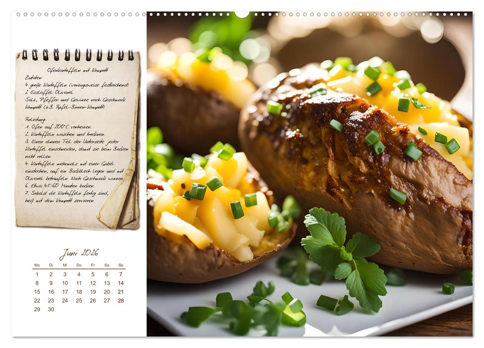 Kartoffelzeit - Zwölf klassische KI Kartoffelgerichte mit Rezept (CALVENDO Premium Wandkalender 2026)