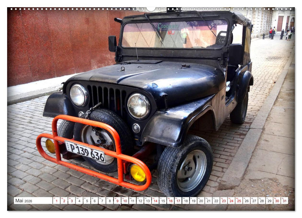 Cuba Jeeps - Geländewagen Oldtimer (CALVENDO Wandkalender 2026)