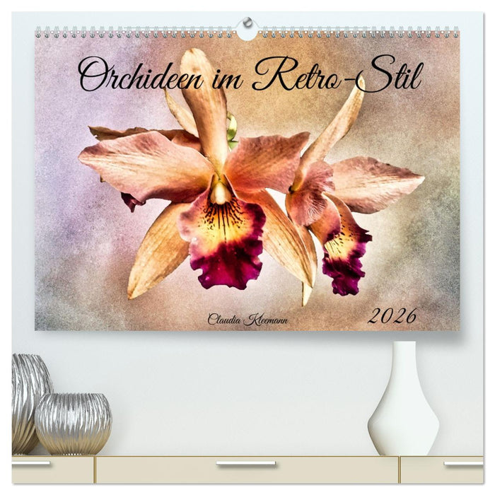 Orchideen im Retro-Stil (CALVENDO Premium Wandkalender 2026)