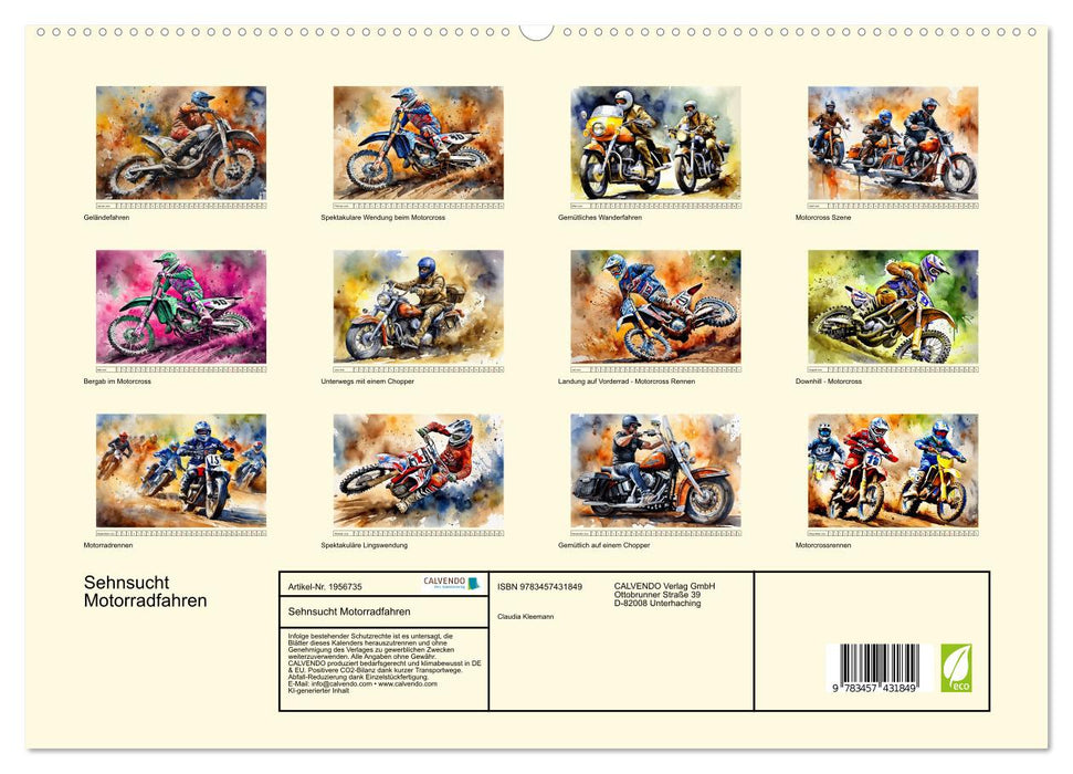 Sehnsucht Motorradfahren (CALVENDO Premium Wandkalender 2026)