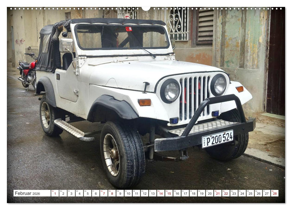 Cuba Jeeps - Geländewagen Oldtimer (CALVENDO Premium Wandkalender 2026)