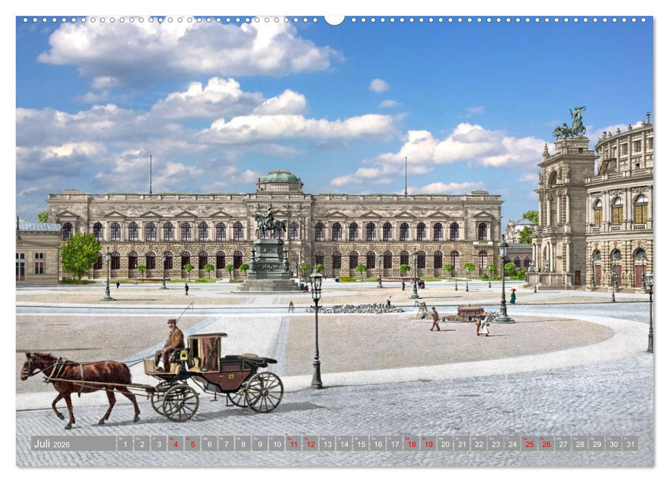 Historisches Dresden um 1900 - Fotos restauriert und koloriert (CALVENDO Premium Wandkalender 2026)