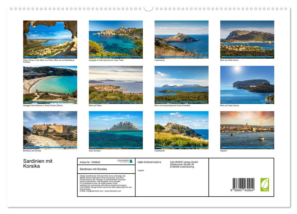 Sardinien mit Korsika (CALVENDO Premium Wandkalender 2026)