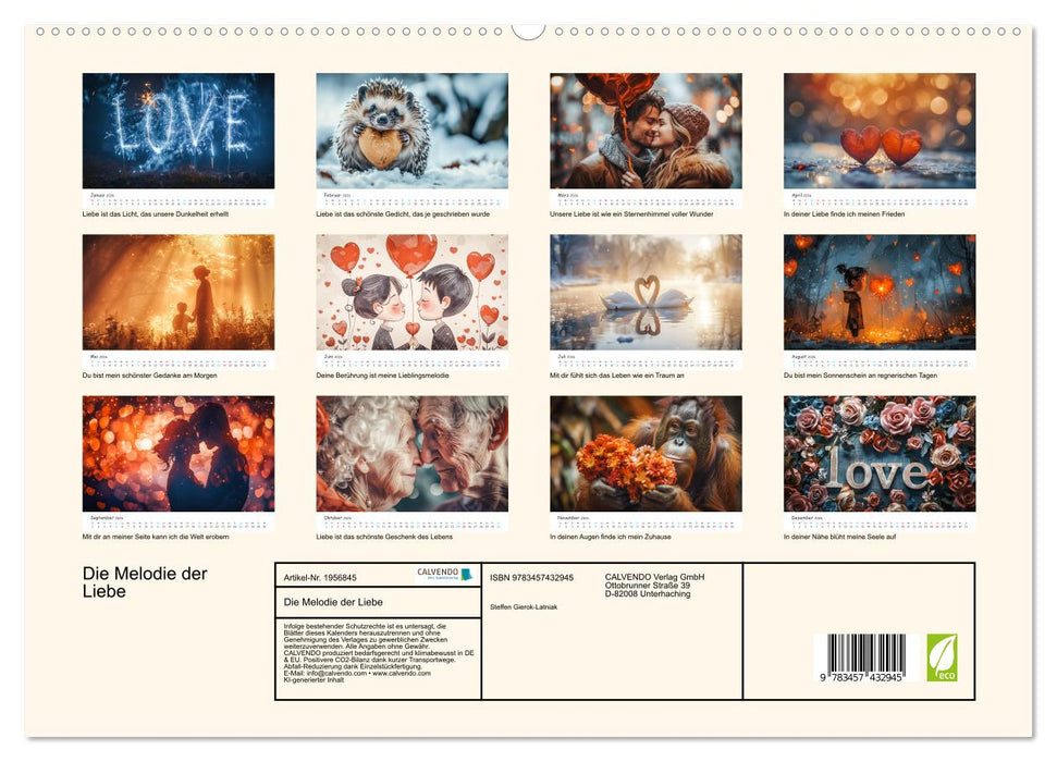 Die Melodie der Liebe (CALVENDO Premium Wandkalender 2026)