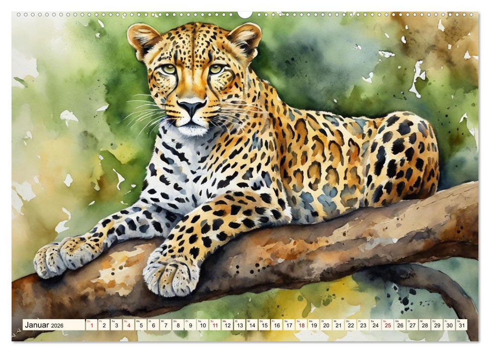 Zauberhafte Aquarelle von Afrikas Tierwelt (CALVENDO Wandkalender 2026)