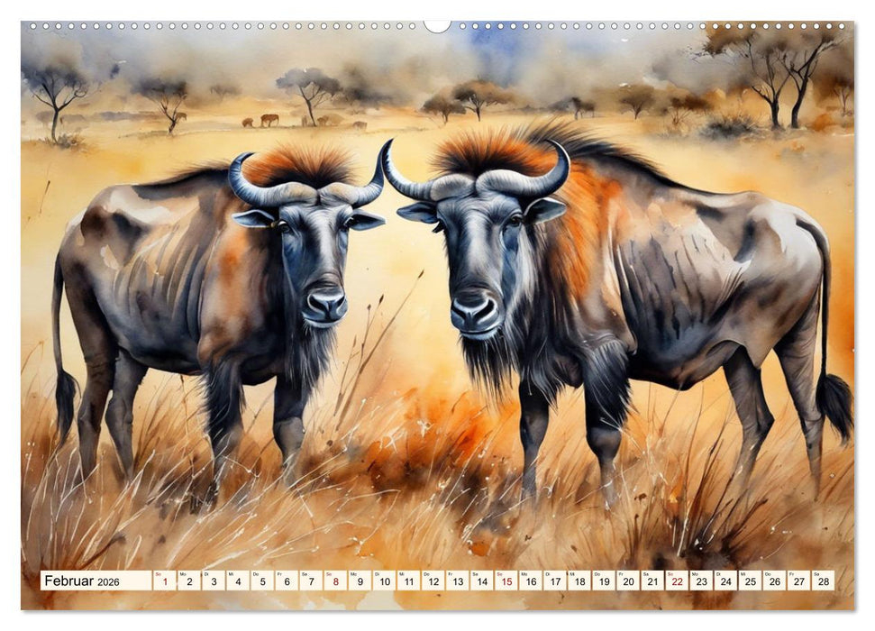 Zauberhafte Aquarelle von Afrikas Tierwelt (CALVENDO Wandkalender 2026)