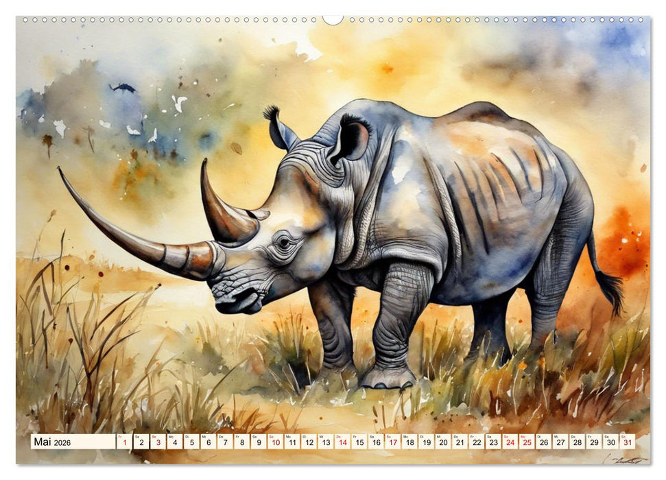 Zauberhafte Aquarelle von Afrikas Tierwelt (CALVENDO Wandkalender 2026)