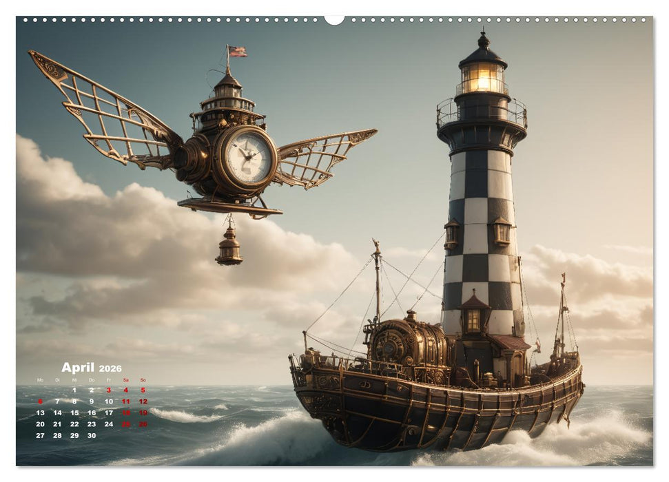 Steampunk - Die Welt der Leuchttürme (CALVENDO Wandkalender 2026)
