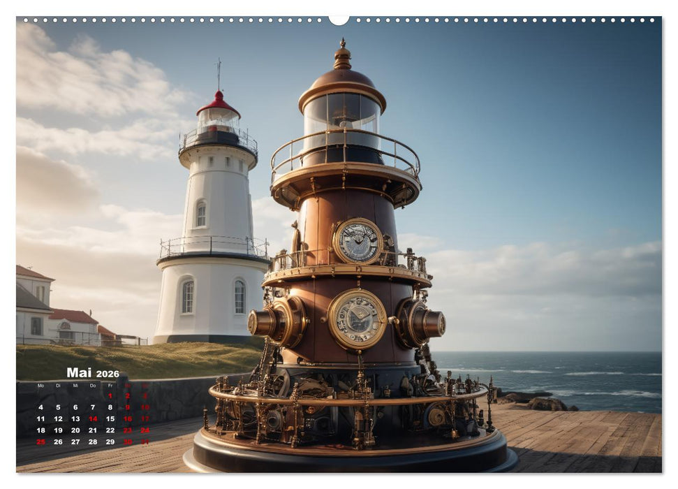 Steampunk - Die Welt der Leuchttürme (CALVENDO Wandkalender 2026)