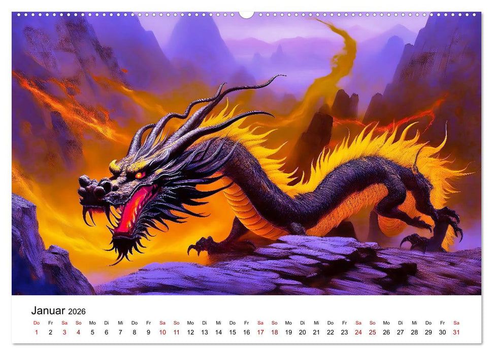 Drachen - Furchterregende und imposante Fabelwesen (CALVENDO Premium Wandkalender 2026)