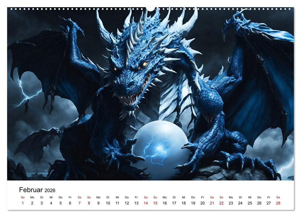 Drachen - Furchterregende und imposante Fabelwesen (CALVENDO Premium Wandkalender 2026)